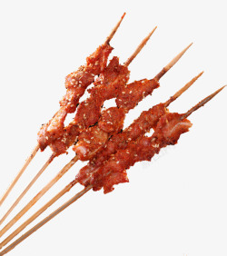 夏日美食新疆风味羊肉串烧烤高清图片