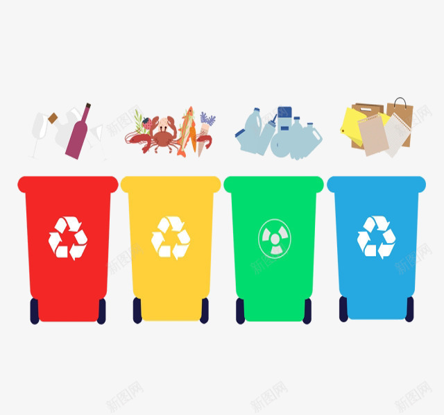 垃圾分类爱护环境psd免抠素材_新图网 https://ixintu.com 其它垃圾 厨余垃圾 可回收垃圾 垃圾分类 垃圾桶 文明城市 有害垃圾