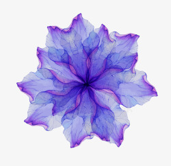 蓝边框png水彩蓝紫透明花高清图片