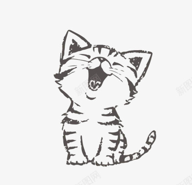 卡通可爱小动物大笑的猫咪图标