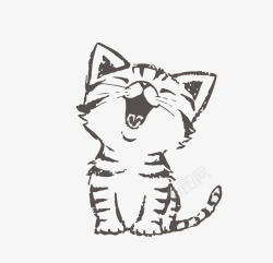 卡通棒棒哒卡通可爱小动物大笑的猫咪高清图片