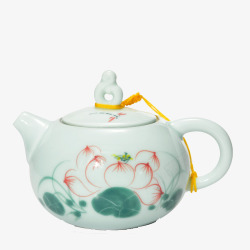 龙泉青瓷五彩手绘茶壶素材