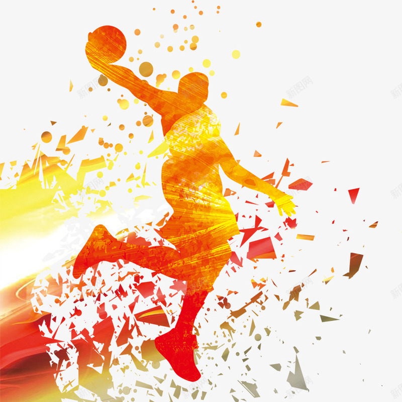 篮球运动员剪影png免抠素材_新图网 https://ixintu.com 剪影 彩墨 战略合作 篮球 篮球直播背景 运动员剪影