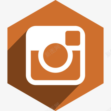 六角Instagram媒体阴影图标图标