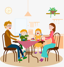 家庭晚餐一家四口人共进晚餐高清图片