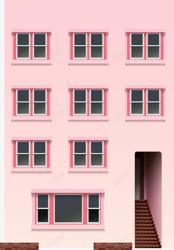 粉色大楼png免抠素材_新图网 https://ixintu.com 建筑 房子 手绘 楼房 高楼大厦