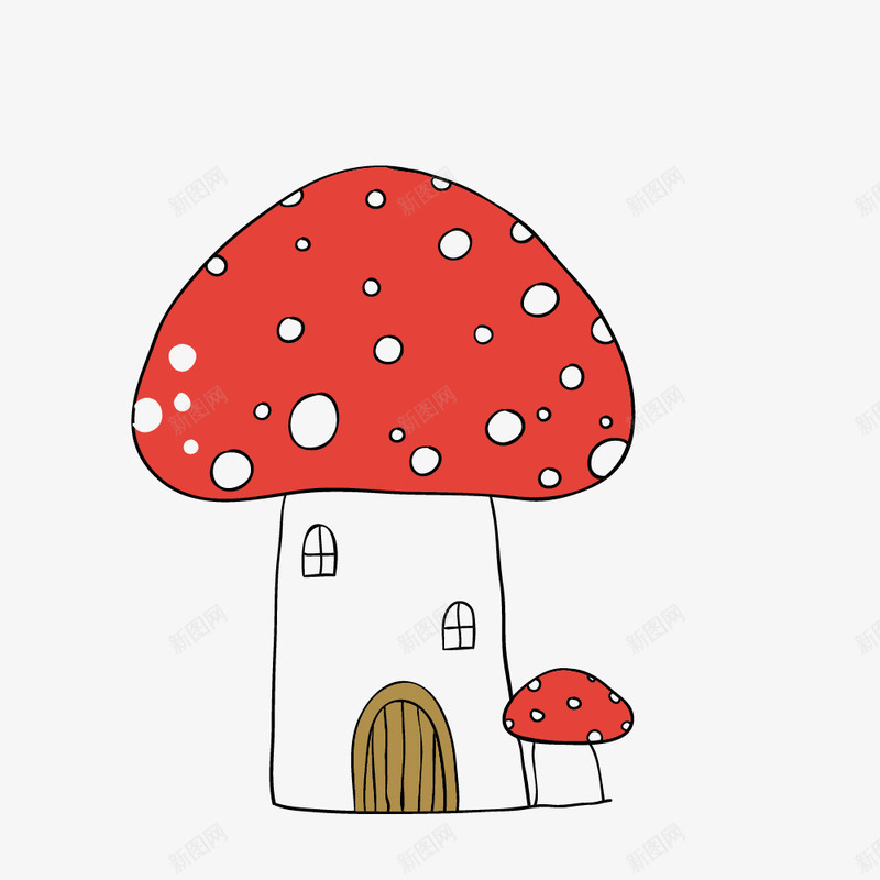 卡通简约蘑菇房屋png免抠素材_新图网 https://ixintu.com 卡通 房屋 手绘 简约 蘑菇