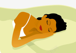枕着手扁平插图侧身枕着手睡着的美女高清图片
