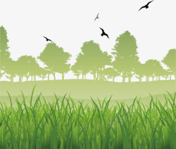 绿色草地自然风景矢量图素材