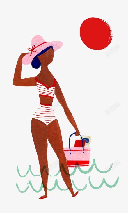 晒太阳png免抠素材_新图网 https://ixintu.com 卡通女孩 古铜色皮肤 女生 女生海边 比基尼 沙滩 沙滩上的女人