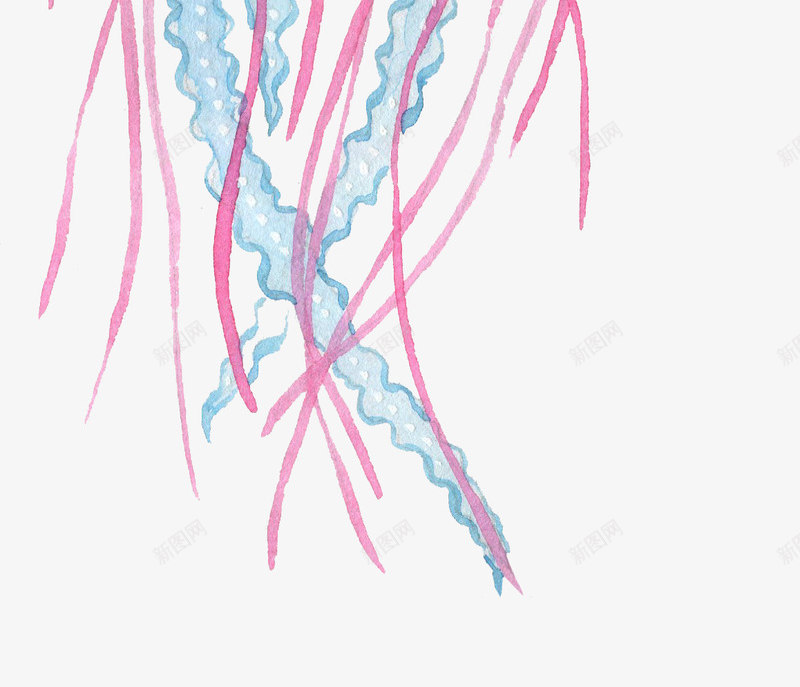 蓝粉色水母png免抠素材_新图网 https://ixintu.com 元素 卡通动物 可爱卡通 彩色水母 服装图案 海底生物 海洋生物 生活元素 红色水母 蓝粉色 面料图库 鱼