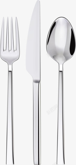 灰色勺子高品质金属餐具刀叉高清图片