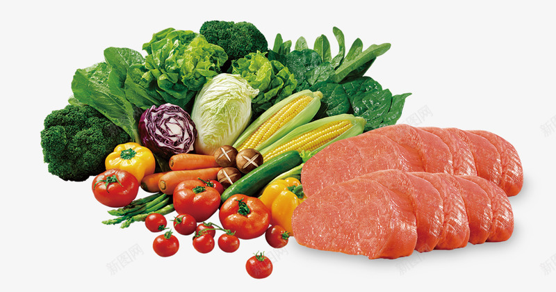 新鲜的蔬菜和肉图png免抠素材_新图网 https://ixintu.com 实物 新鲜 爱心蔬菜 生鲜 美食 肉 菜类图片 蔬菜 高清图