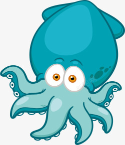 八条腿的章鱼卡通蓝色章鱼高清图片