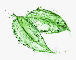 绿叶水珠一片水晶透明的叶子高清图片