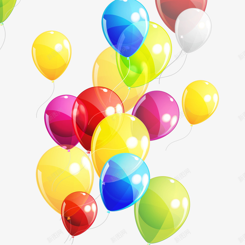 五彩气球psd免抠素材_新图网 https://ixintu.com 儿童节素材 气球素材 装饰