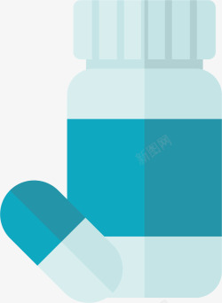 药瓶图标蓝色药瓶装饰图标矢量图高清图片