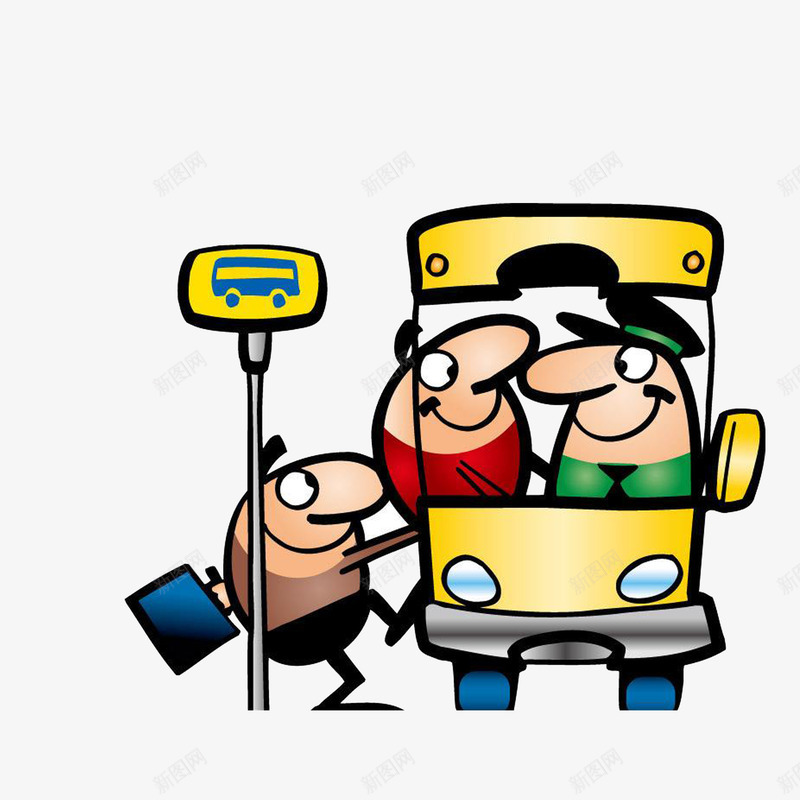 等车上车的人png免抠素材_新图网 https://ixintu.com 上车的人 公交司机 卡通手绘 等车的人