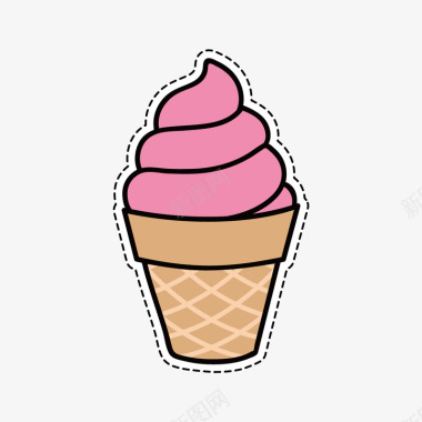 粉色冰激凌图标贴纸矢量图图标