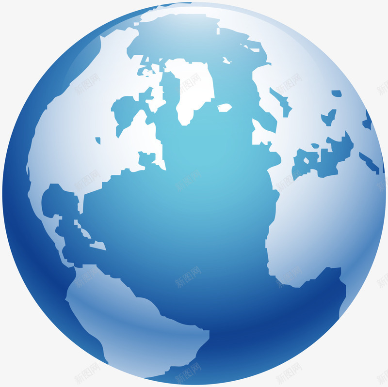 蓝色卡通地球png免抠素材_新图网 https://ixintu.com 世界 国家 星球 简约星球 蓝色地球 装饰图案