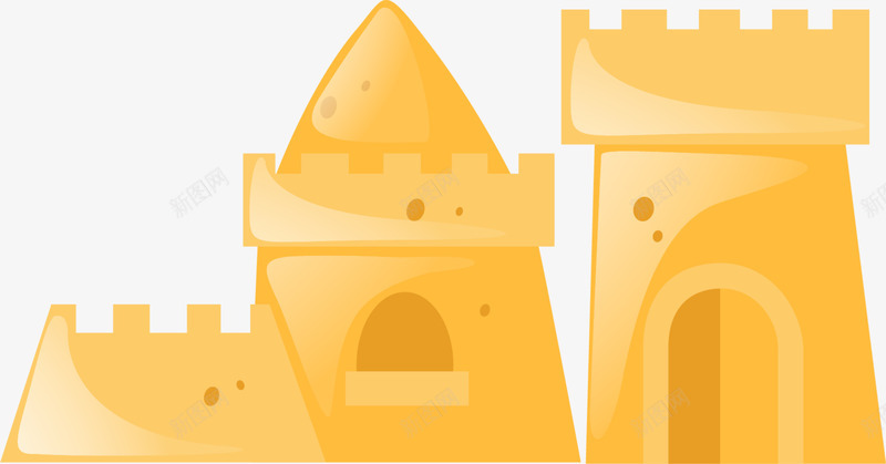 海滩黄色沙雕城堡png免抠素材_新图网 https://ixintu.com 沙子城堡 沙滩城堡 沙雕卡通 沙雕城堡 海滩城堡 童趣 黄色城堡