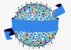 人口密集的蓝色球体地球素材