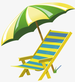 绿色椅子躺椅和遮阳伞高清图片