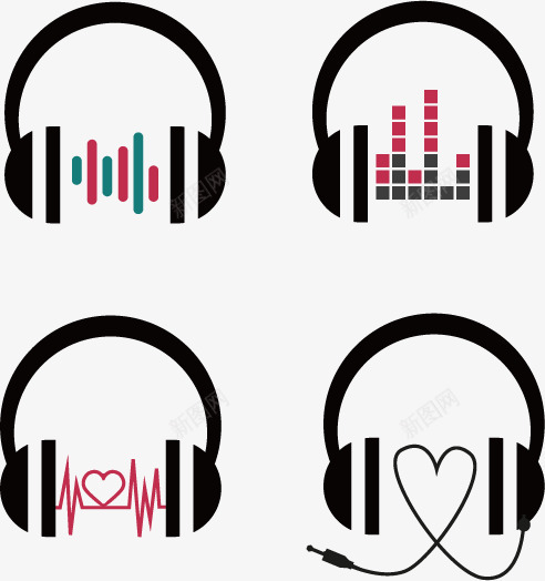 创意耳机图标png_新图网 https://ixintu.com 创意 听歌 均衡器 耳机