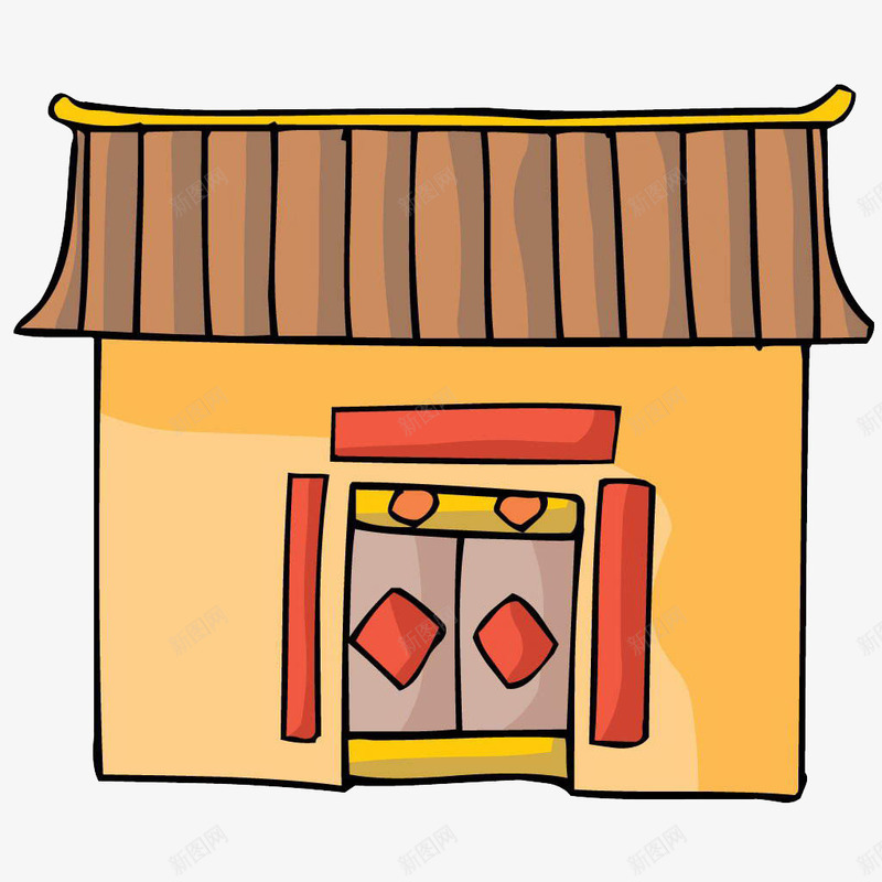 贴对联的房子png免抠素材_新图网 https://ixintu.com 创意 卡通 房子 手绘 简笔画