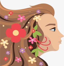 妇女的发型飘扬的长卷发海报高清图片