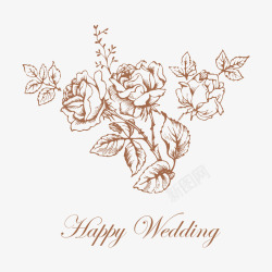 婚礼图标手绘植物花卉图标高清图片