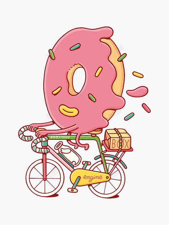 卡通甜甜圈png免抠素材_新图网 https://ixintu.com 单车 外卖 手绘甜甜圈 甜品 甜点 甜甜圈外卖 甜甜圈插画 自行车