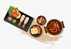 卡通食物海鲜肉食火锅素材