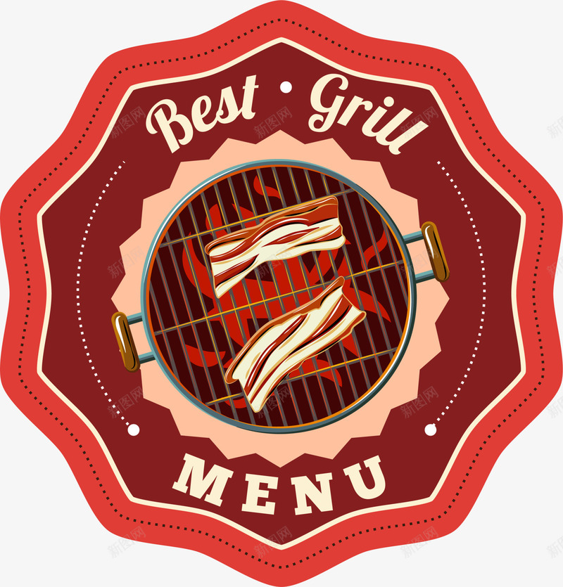 红色烤肉标志png免抠素材_新图网 https://ixintu.com MENU 徽章 烤肉 烧烤 红色标志 装饰图案 餐饮