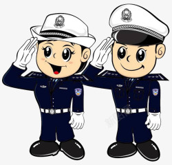 警察集体敬礼卡通警察高清图片