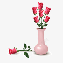 漂亮红色清新浪漫插瓶玫瑰花高清图片