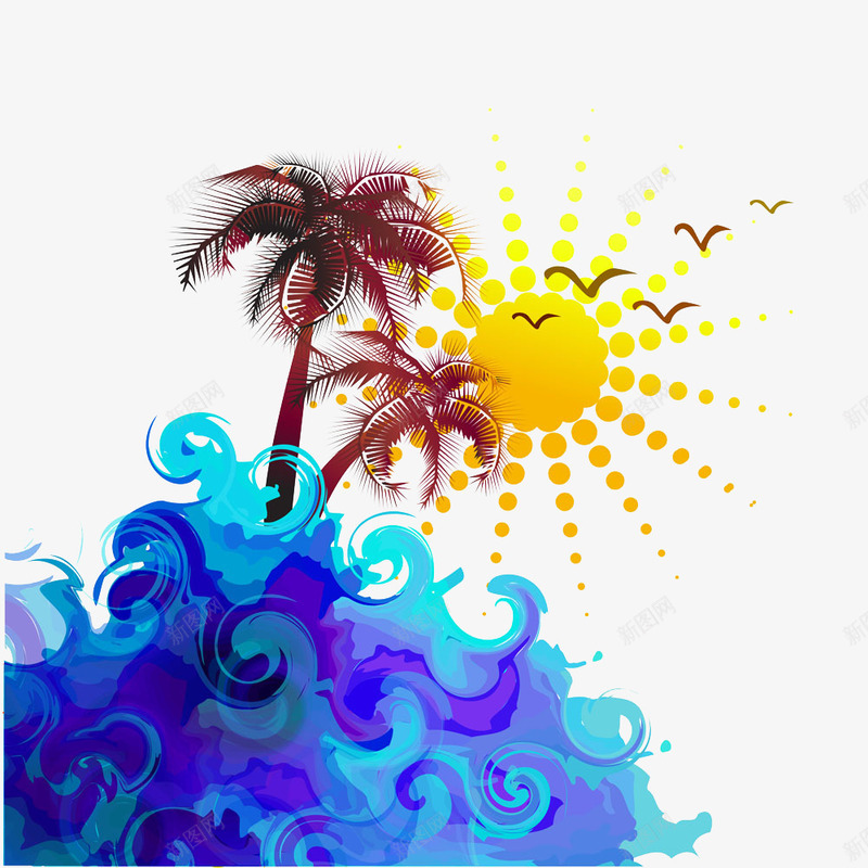 阳光灿烂的沙滩png免抠素材_新图网 https://ixintu.com 免费 免费图片 沙滩 沙滩图片 海报设计图片 海边 海边素材