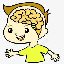 透视的大脑小男孩脑血管卡通图高清图片