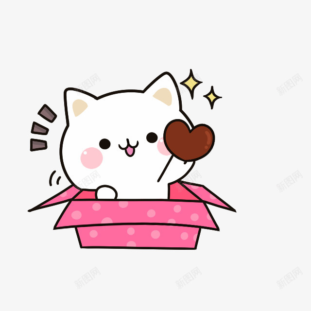 在盒子的猫卡通手绘png免抠素材_新图网 https://ixintu.com 手绘 猫卡通 白色 盒子