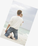 海边相片两父子沙滩海边相片高清图片