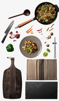 创意厨房用品锅子小刀食物素材