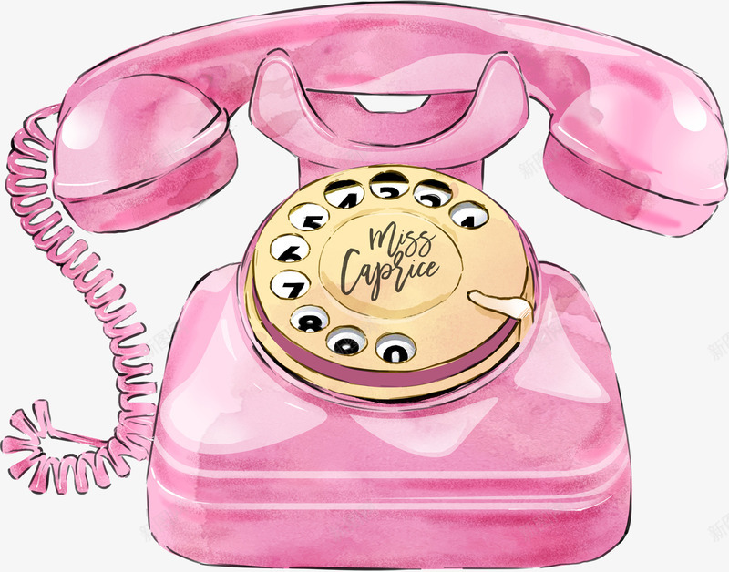 粉色电话png免抠素材_新图网 https://ixintu.com 卡通 可爱风 平面 手绘 水彩画 电话 联系 通讯用品