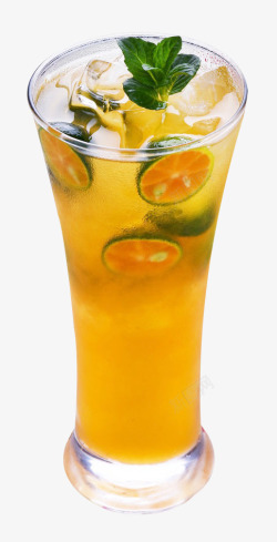 绿色天然饮料百香果金桔汁高清图片