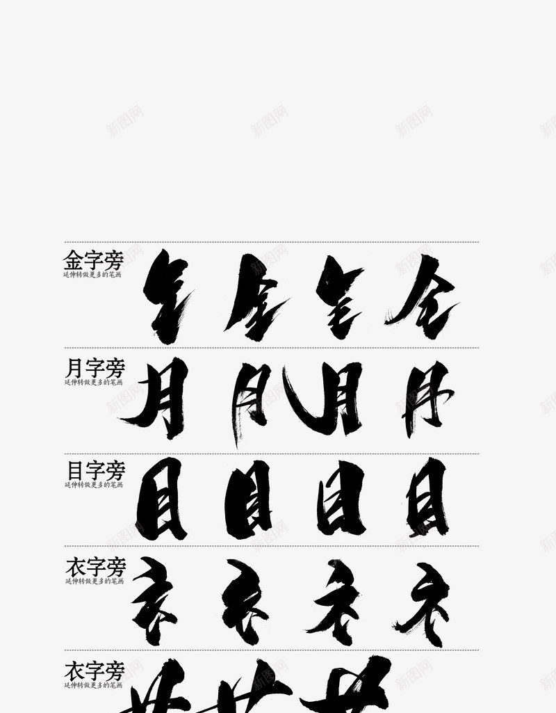 各类毛笔字笔顺书法png免抠素材_新图网 https://ixintu.com 书法 各类 墨字 毛笔字 笔顺