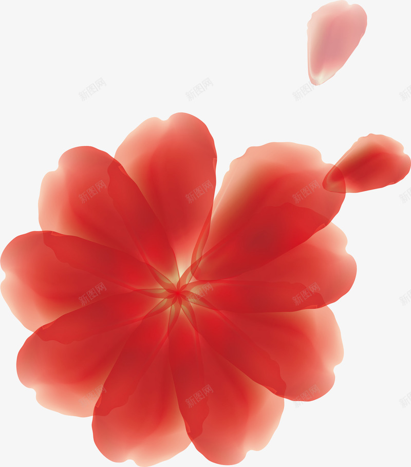 红色花朵png免抠素材_新图网 https://ixintu.com 手绘 朦胧 红色 花朵 花瓣 飘零 黄色花蕊