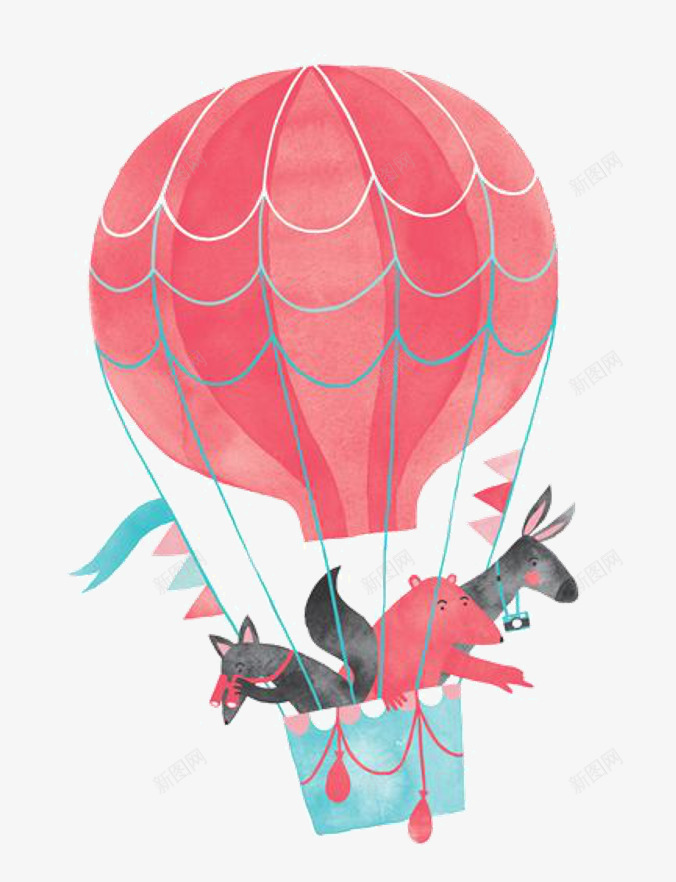 手绘热气球卡通可爱png免抠素材_新图网 https://ixintu.com 卡通 可爱 手绘 热气球