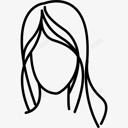 女性长波浪头发的轮廓图标png_新图网 https://ixintu.com 人长 卷发 女 女性的头发 波状 长头发