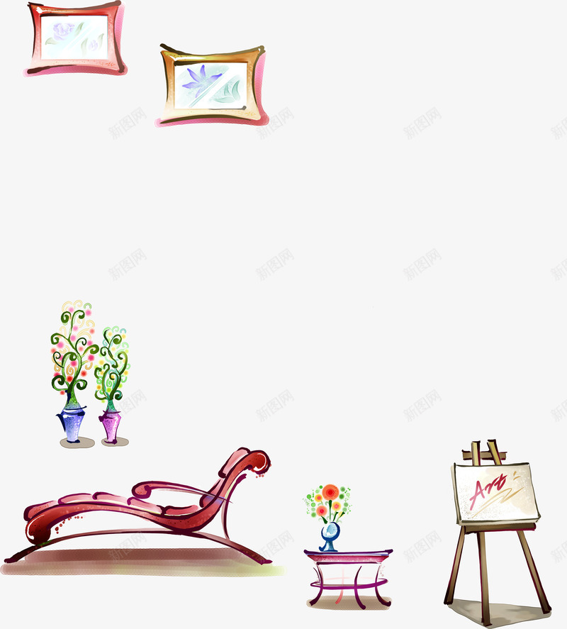 室内简约装饰躺椅画板相框png免抠素材_新图网 https://ixintu.com 室内 画板 简约 装饰 设计 躺椅