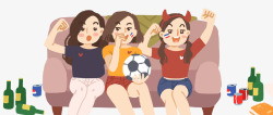 女球迷世界杯女球迷也疯狂手绘插画高清图片