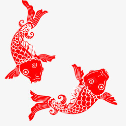 红色喜庆刺绣鱼锦鲤环绕拜年片高清图片